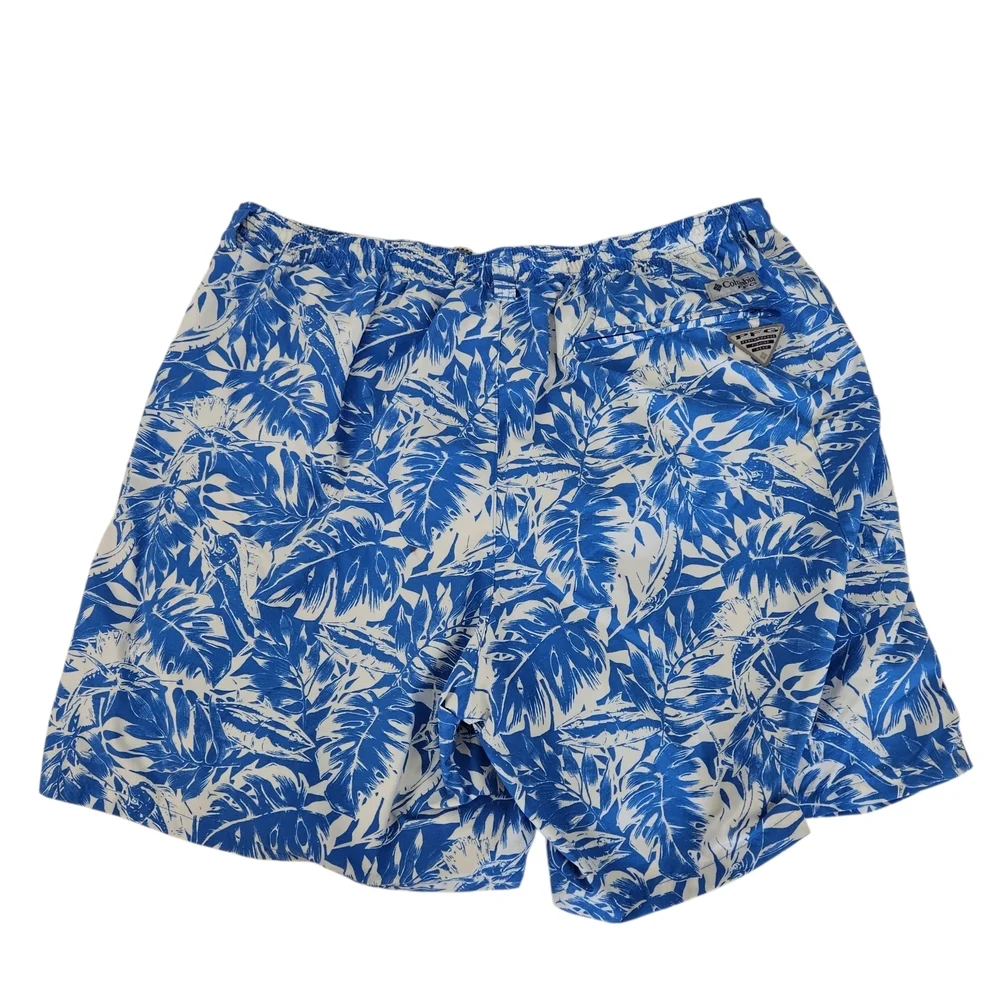 Columbia Sportswear Men’s XXL Blue Tropical Swim Trunks Mesh Lined Beach Shorts